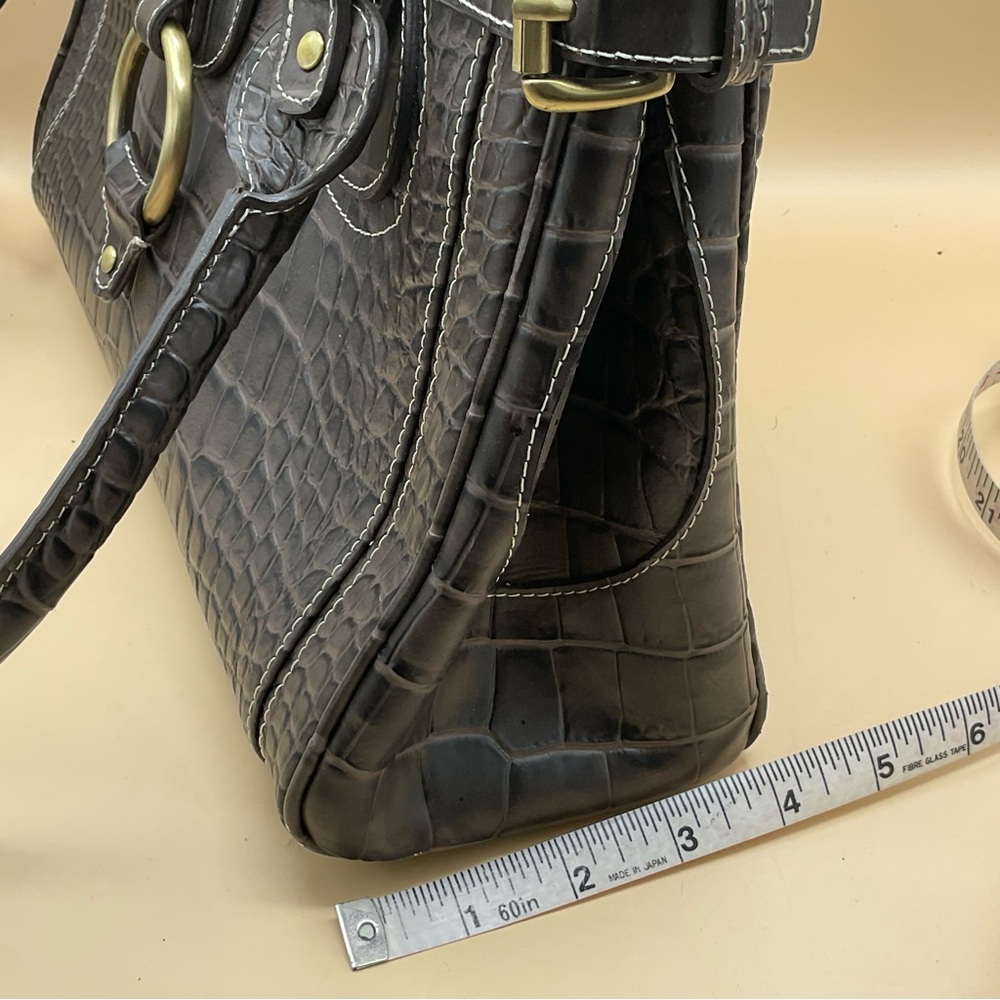 CHARLIE LAPSON Crocodile brown leather embossed shoulder bag. - Picture 6 of 11